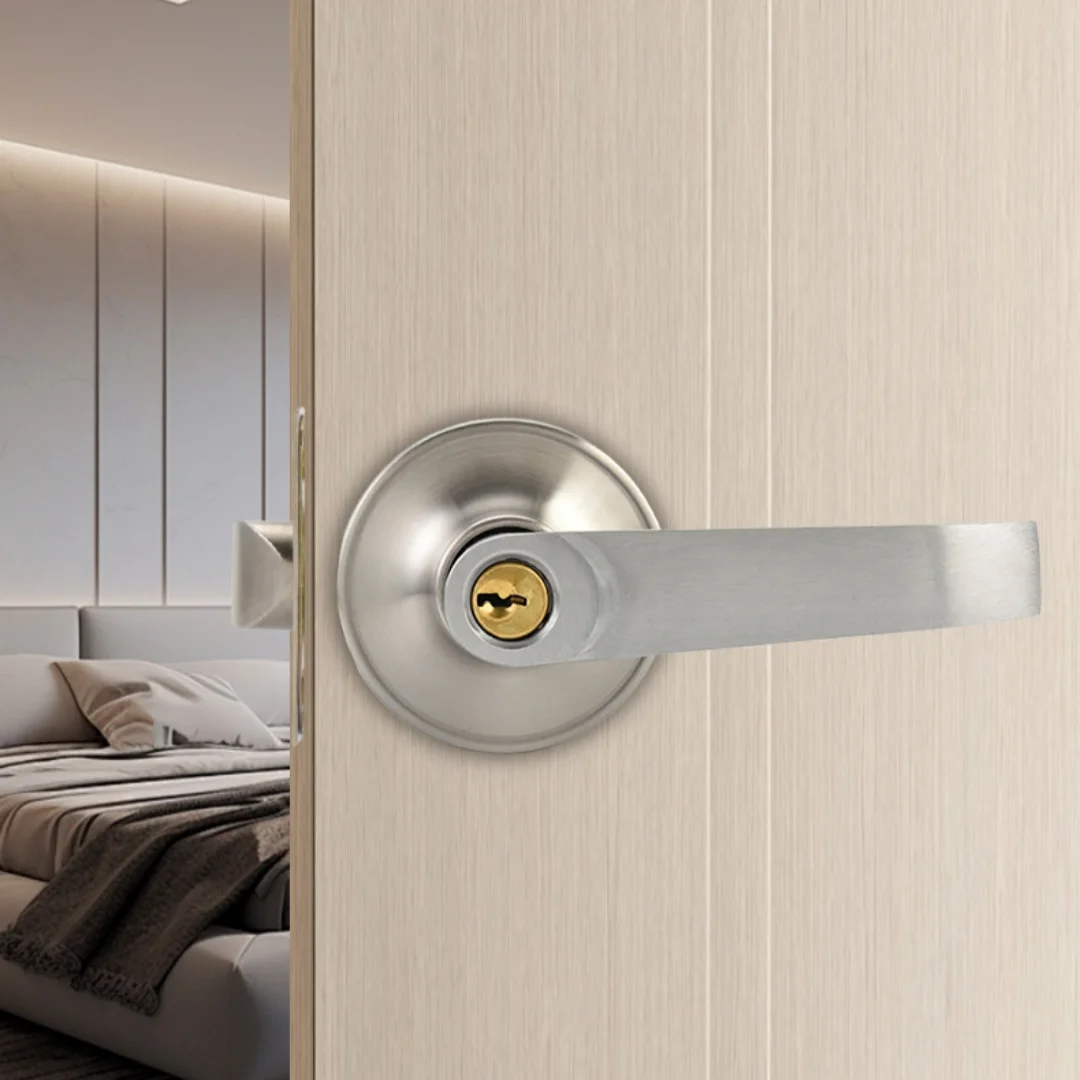 Door Handle Lock Round Security Privacy Sliding Front Doors Entrance Keyed Locks for Bedroom Living Room