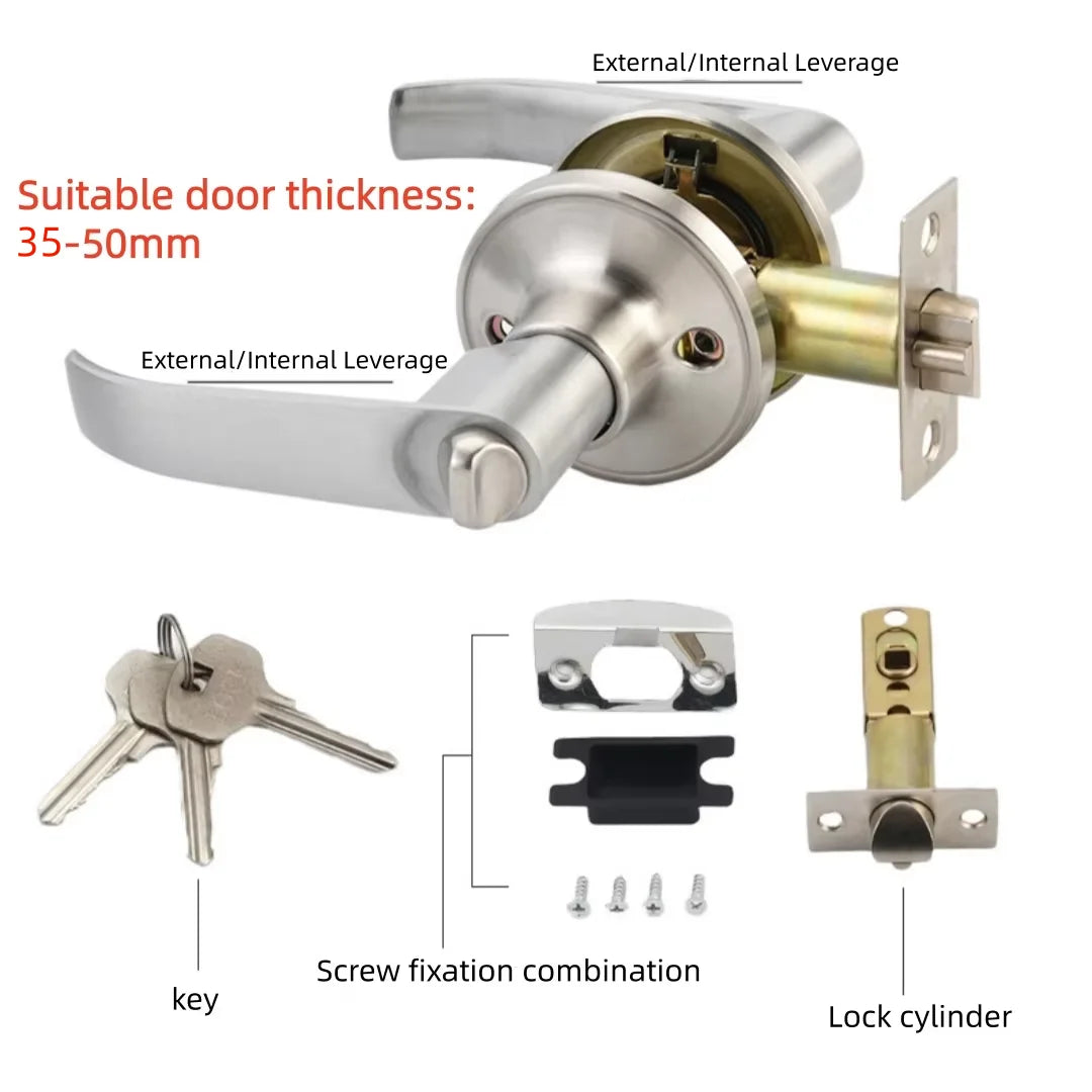 Door Handle Lock Round Security Privacy Sliding Front Doors Entrance Keyed Locks for Bedroom Living Room