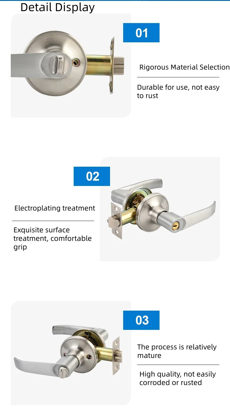 Door Handle Lock Round Security Privacy Sliding Front Doors Entrance Keyed Locks for Bedroom Living Room