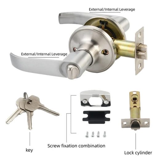 Door Handle Lock Round Security Privacy Sliding Front Doors Entrance Keyed Locks for Bedroom Living Room