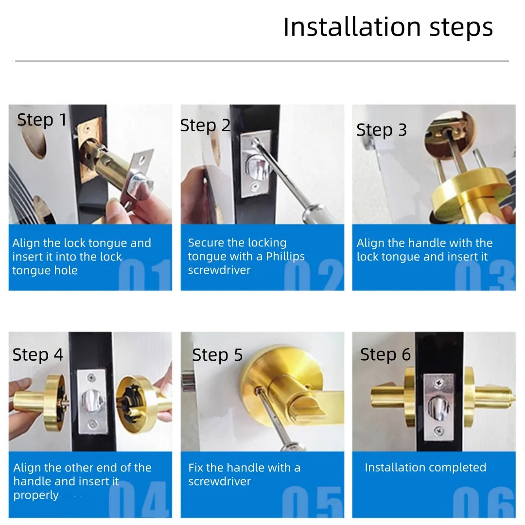 Door Handle Lock Round Security Privacy Sliding Front Doors Entrance Keyed Locks for Bedroom Living Room